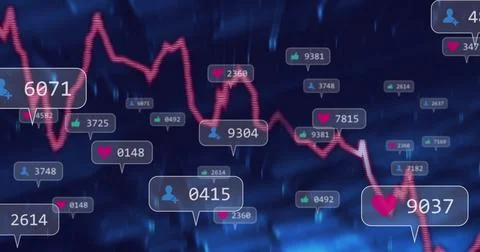 Showing red line graph moving on screen, with clear bubbles showing heart Stockillustratie