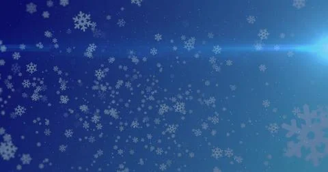 Showing scattered flakes on winter backdrop with lower-right soft snowflake Stock Illustration