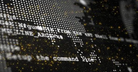 Showing screen with blurred console text pixel grid text bands blurred glyphs Stock Illustration