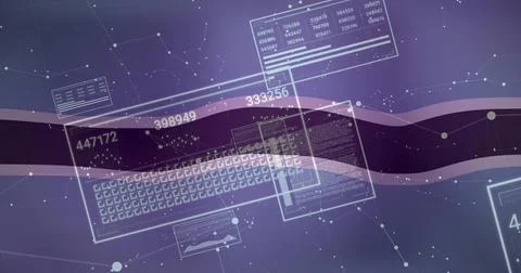 Showing semi-transparent computer keyboard with floating panels in virtual UI Stock Illustration