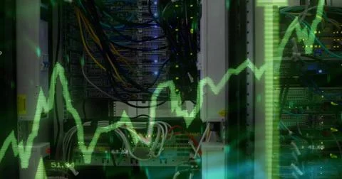 Showing server rack hosting switches, patch panels and bundled cables in data Stock Photos