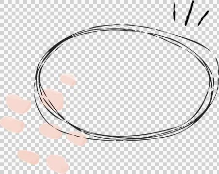 Showing sketch speech bubble with scribbled black border and pink blobs on Illustrazione stock