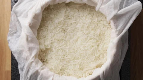 Showing Steaming Cooked Rice In Bamboo Steamer Basket Top View Close Up Видео 335038618