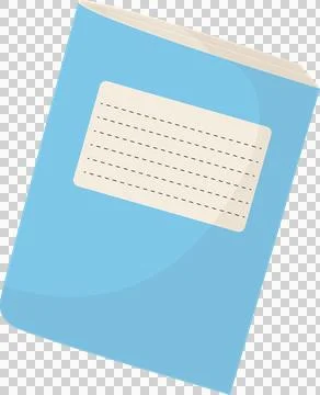 Showing stylized blue notebook tilting with cream label with dashed lines, Stock Illustration
