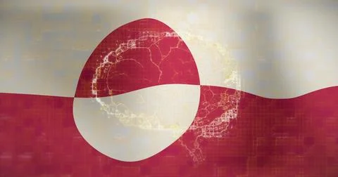 Showing stylized flag emblem centered on studio plane, featuring bicolored disk, イラスト素材