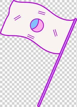 Showing stylized flat flag waving on slender pole with two-tone emblem, Stockillustratie