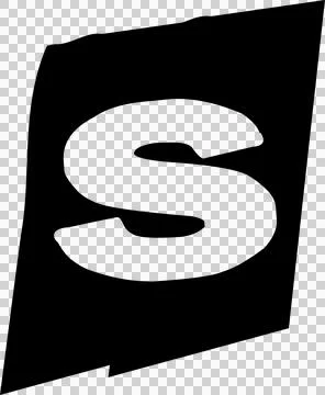 Showing stylized letter S floating on skewed black shape in flat design, Stock Illustration