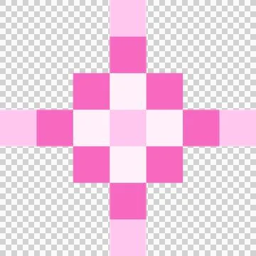 Showing symmetrical abstract flat plus-shaped pink square grid on transparent イラスト素材
