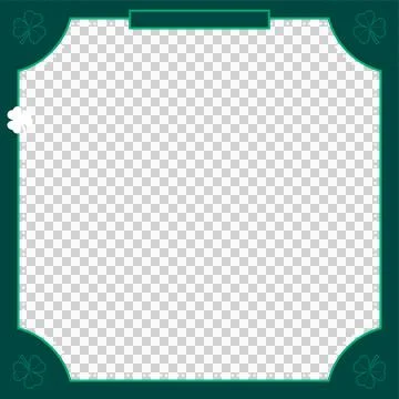 Showing teal border with white dots, clover corners, clover icon, top label on Illustrazione stock