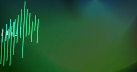 Showing teal equalizer bars aligning left on UI wallpaper with pale block and 库存插图