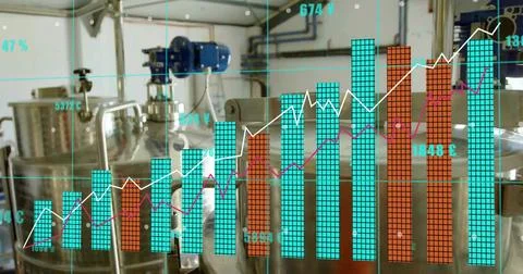 Showing translucent data visualization overlaying plant with stainless Stock Photos