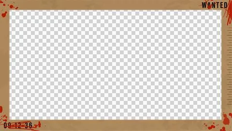 Showing transparent wanted poster frame with teal box tan splatter border Stock Illustration