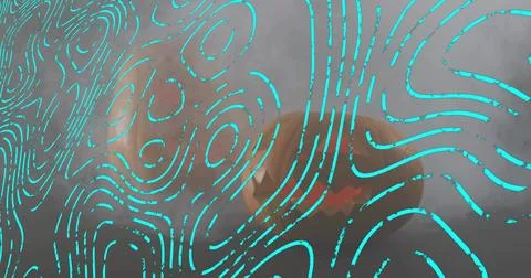 Showing turquoise dashed lines on fogged panel in display, revealing orange Stock Photos