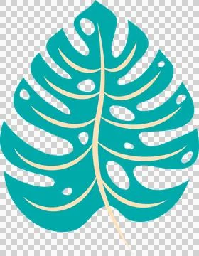 Showing vector art of broad teal tropical leaf with cream veins on transparent Stock Illustration
