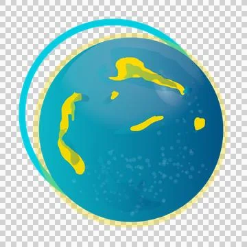 Showing vector blue globe with yellow landmasses wrapping cyan-yellow curves Stock Illustration