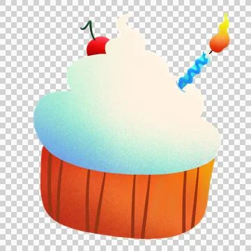 Showing vector cupcake on transparent background with striped wrapper plus Stock Illustration