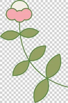 Showing vector flower on transparent background, curved stem with olive leaves Ilustração Stock