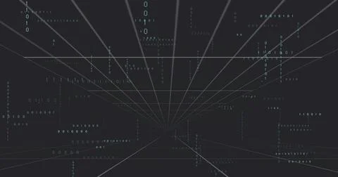 Showing virtual grid converging to vanishing point in dark cyberspace, with 스톡 일러스트