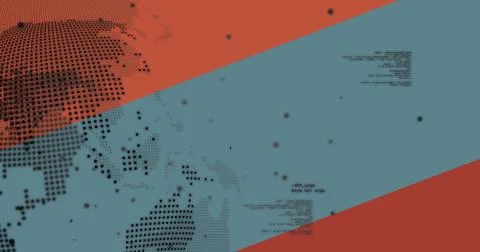 Showing visualization stripe in abstract design, with halftone map, circular Illustrazione stock