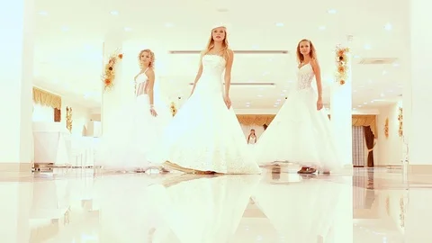 Showing wedding dresses Stock Footage 71185415