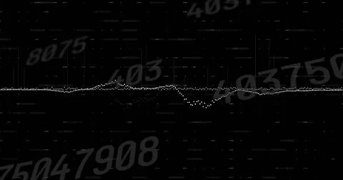 Showing white dotted waveform moving across black display, with overlaid Stock Illustration