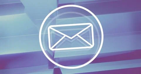 Showing white envelope icon inside circular outline floating over blue-purple Stock Illustration