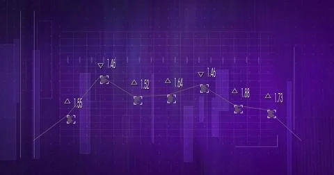 Showing white line graph with triangle markers square highlights numbers in Stock Illustration