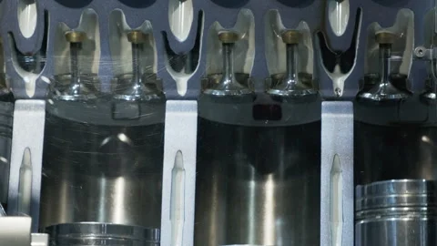 Showing work of pistons and structure of car engine inside Stock Footage 242537953