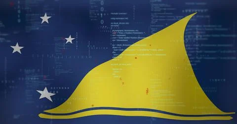 Showing yellow sail emblem on right in digital flag illustration, with white イラスト素材