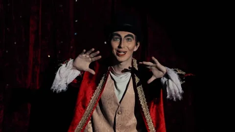 The showman is intimidating before the show. Stock Footage 167126276