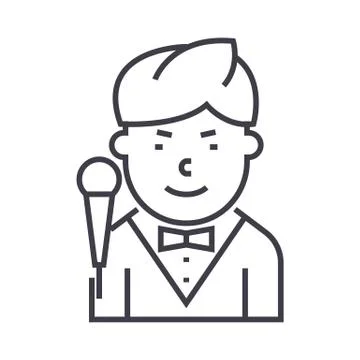 Showman vector line icon, sign, illustration on background, editable strokes Illustrazione stock