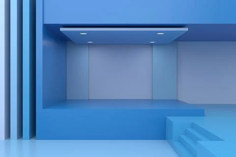 Showroom design interior. 3D rendering. Stock Illustration