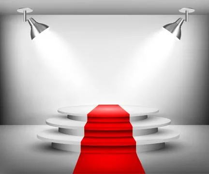 Showroom with red carpet. vector. Illustrazione stock