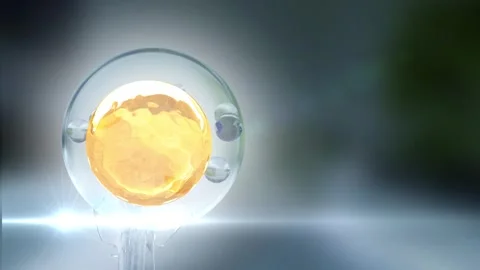 Shows condensation of serum droplets or water droplets floating in 3D Stock Footage 242841663