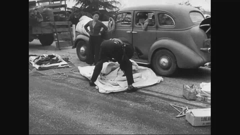 Shows a Japanese group of elders, fish being taken from a boat, U.S. destroyers, Video stock 100556530