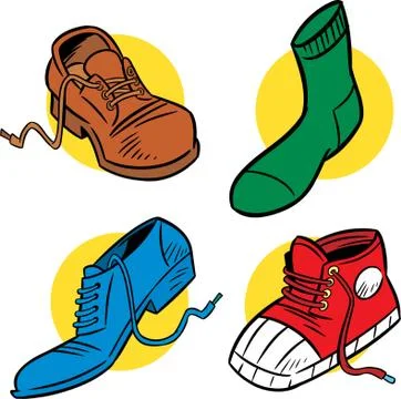 Shows several shoes Stock Illustration