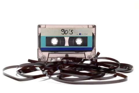 This shows a well known problem with the old fashioned compact cassettes: Stock Photos