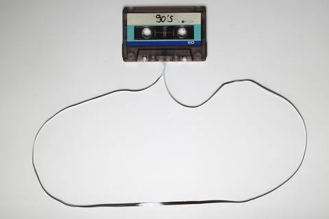 This shows a well known problem with the old fashioned compact cassettes Stock Photos