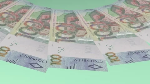 Showy Looping Design 100 Ruble Curency of Belarus Stock Footage 302823320