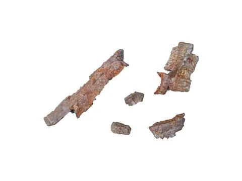 Shrapnel from a shell isolated on white background. Stock Photos