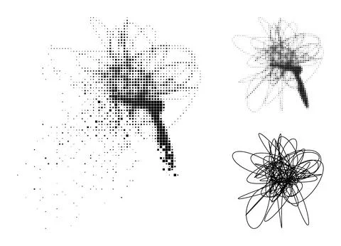 Shredded and Halftone Dotted String Mess Glyph Stock Illustration