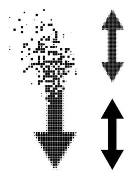 Shredded and Halftone Pixelated Vertical Flip Glyph Stock Illustration