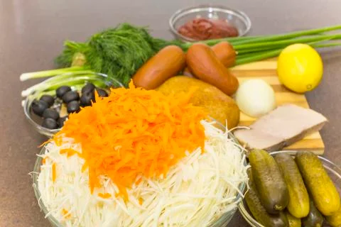 Shredded cabbage with carrots Stock Photos