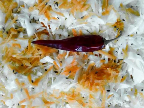 Shredded cabbage with pepper Stock Photos