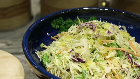 Shredded cabbage for salad close up Stock Footage 322630423