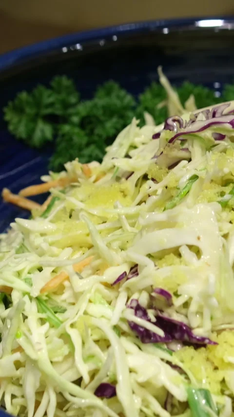 Shredded cabbage for salad close up Stock Footage 323228061