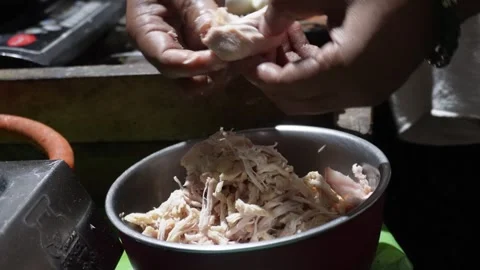 Shredded Chicken Breast Stock-Footage 341680905
