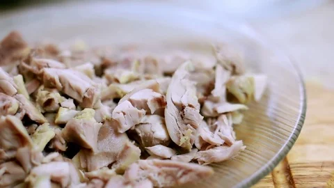 Shredded chicken close up Video stock 72961799