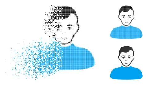 Shredded Dot Halftone Boy Icon with Face 스톡 일러스트