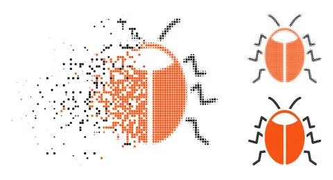 Shredded Dot Halftone Bug Icon Stock Illustration